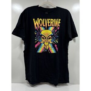 Marvel Funko Pop Tees Wolverine Black T-Shirt XL‎ Neon Rainbow Comic Collectible